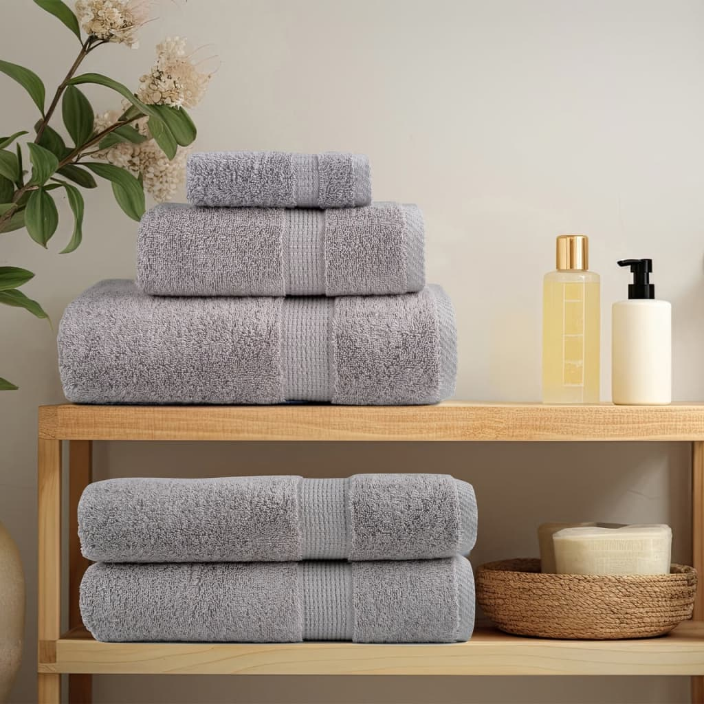 vidaXL 12 Piece Premium Towel Set SOLUND Grey 600 gsm - Ultra Soft & Absorbent Cotton Towels - BEYRUN