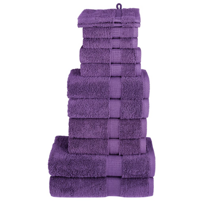 vidaXL 12 Piece Premium Towel Set - SOLUND Purple, 600 GSM, 100% Cotton, Super Soft & Absorbent - BEYRUN