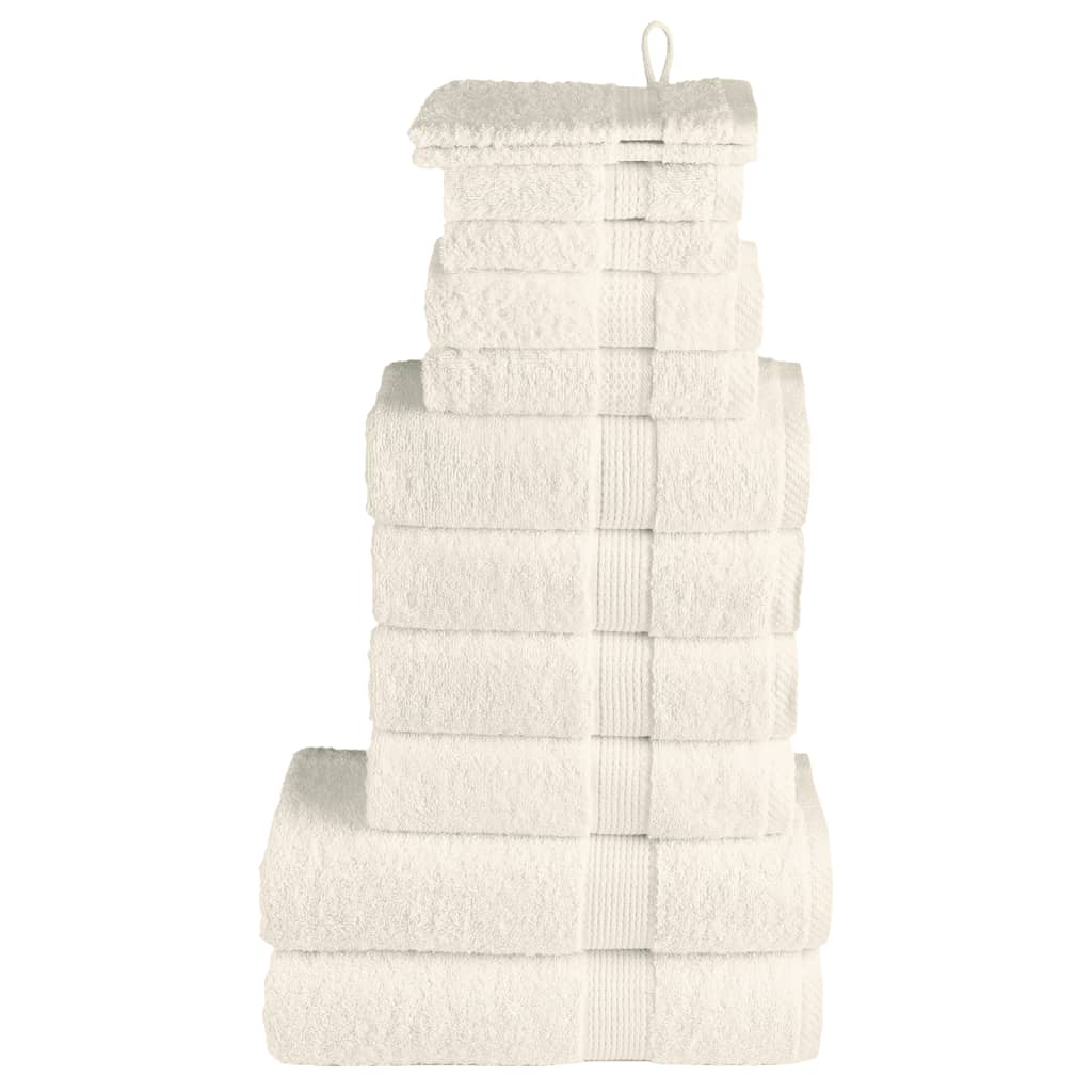 vidaXL 12 Piece Premium Towel Set SOLUND Cream 600 gsm - Luxuriously Soft, Highly Absorbent, OEKO-TEX Certified - BEYRUN