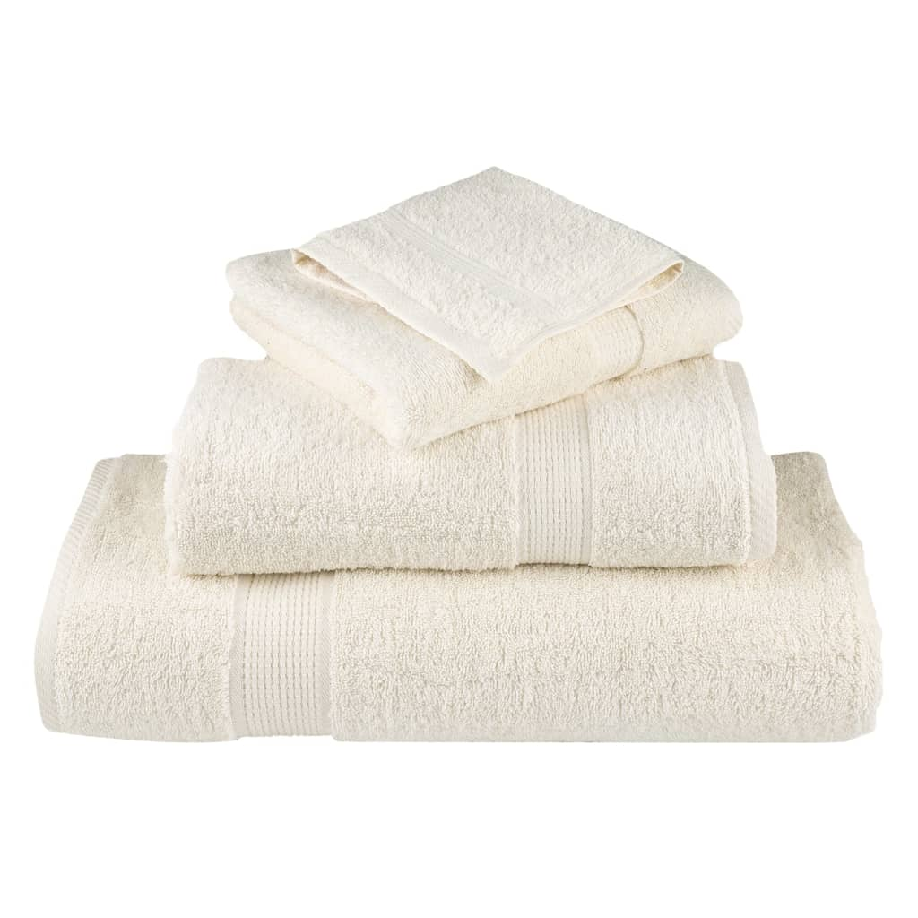 vidaXL 12 Piece Premium Towel Set SOLUND Cream 600 gsm - Luxuriously Soft, Highly Absorbent, OEKO-TEX Certified - BEYRUN