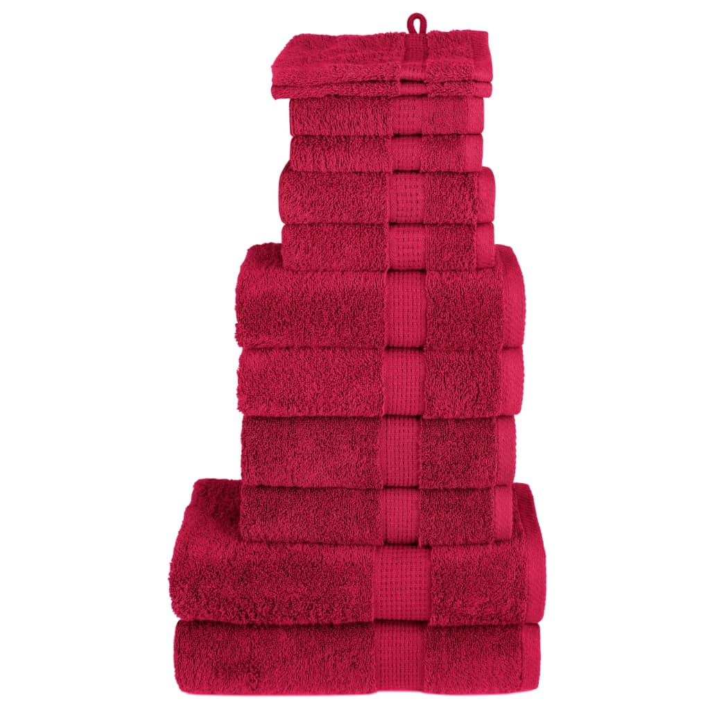 vidaXL 12 Piece Premium Towel Set SOLUND Red - Luxurious 600 GSM Cotton Towels for Home & Spa - BEYRUN