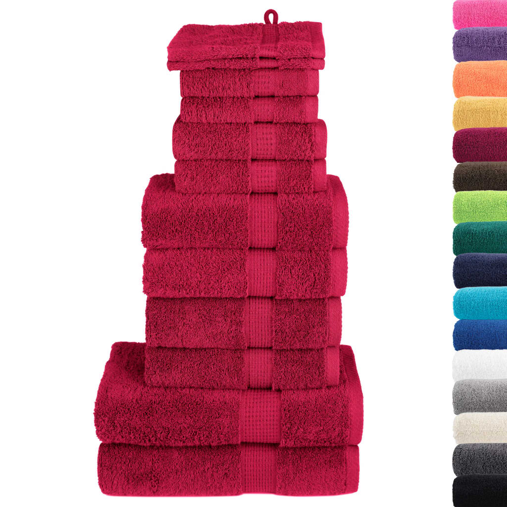 vidaXL 12 Piece Premium Towel Set SOLUND Red - Luxurious 600 GSM Cotton Towels for Home & Spa - BEYRUN