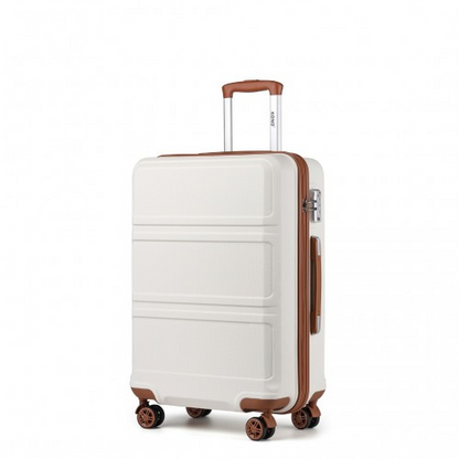 Kono ABS 24 Inch Sculpted Horizontal Design Suitcase - Cream | Durable & Stylish Luggage - BEYRUN