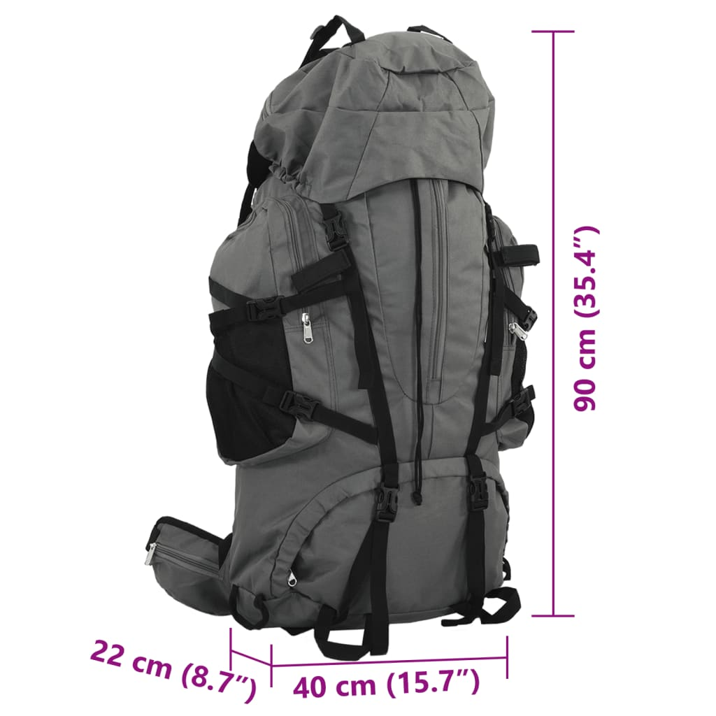 vidaXL Hiking Backpack Grey 100 L Oxford Fabric - BEYRUN