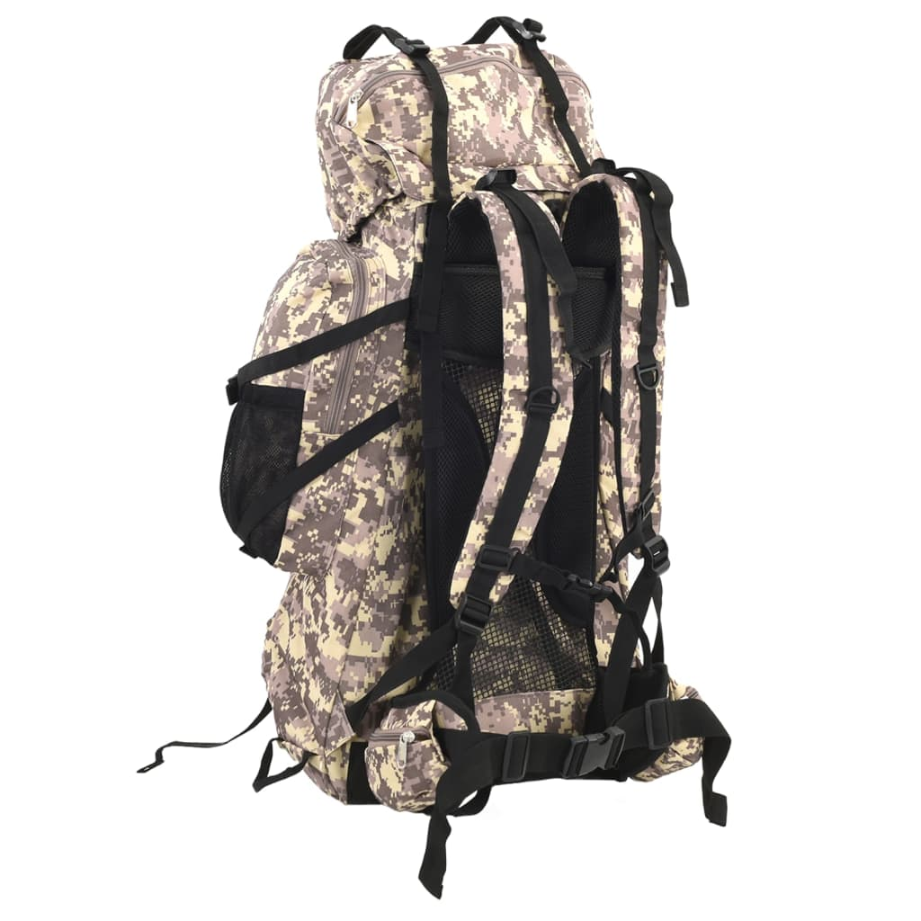 vidaXL Hiking Backpack Camel Brown Camouflage 100 L Oxford Fabric - BEYRUN