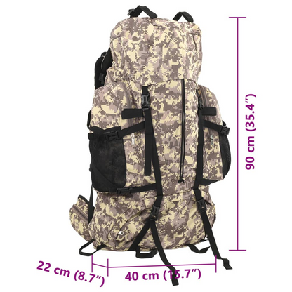 vidaXL Hiking Backpack Camel Brown Camouflage 100 L Oxford Fabric - BEYRUN