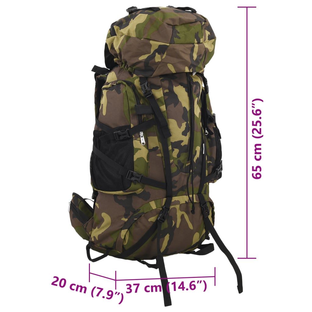 vidaXL Hiking Backpack Green Camouflage 60 L Oxford Fabric - BEYRUN