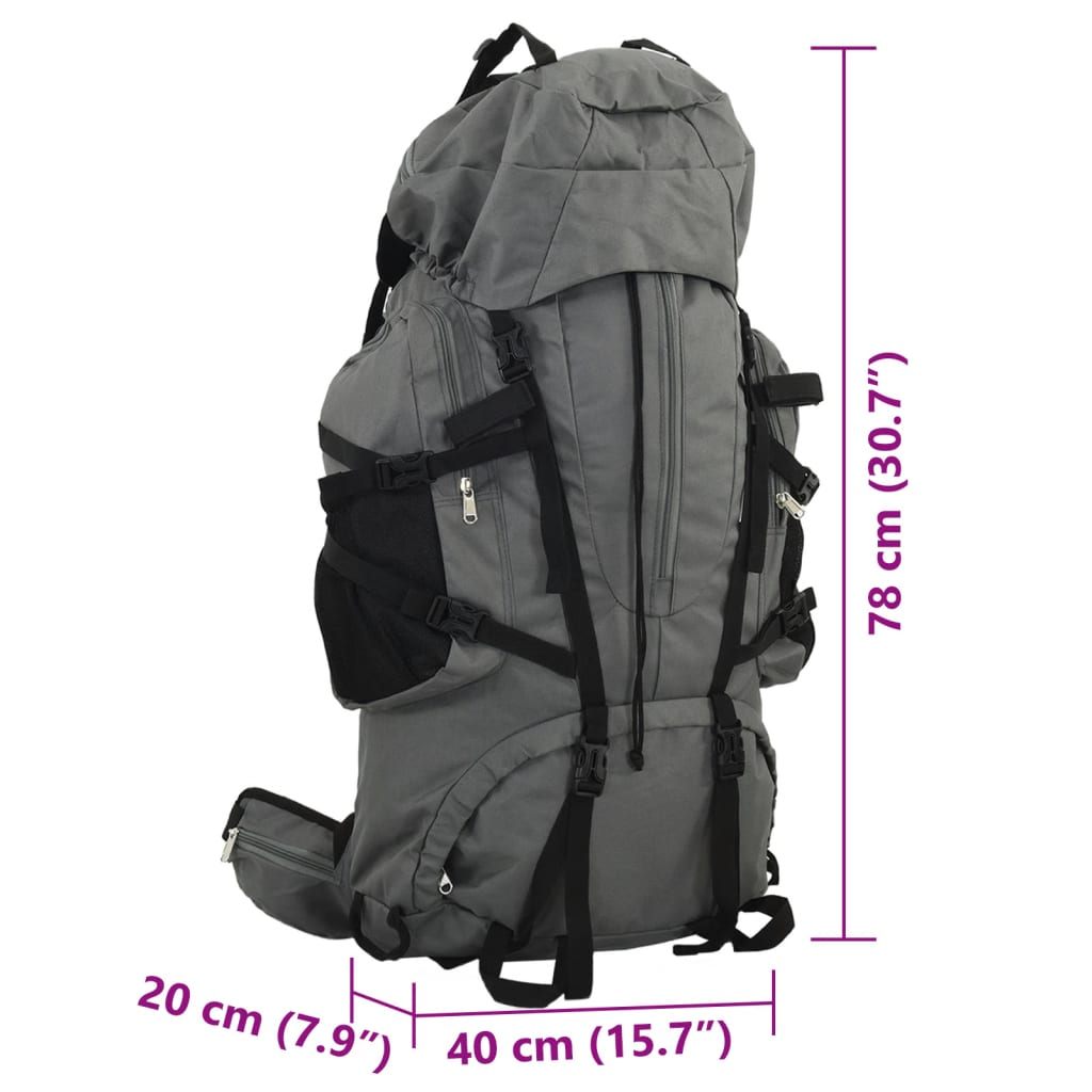 vidaXL Hiking Backpack Grey 80 L Oxford Fabric - BEYRUN