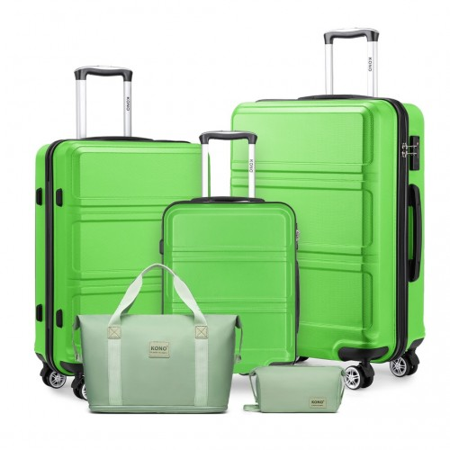 Kono ABS 20/24/28 Inch Sculpted Horizontal Design 2 Piece Suitcase Set with Cabin Bag - Apple Green | Stylish & Durable Travel Luggage - BEYRUN