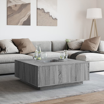 vidaXL Grey Sonoma Coffee Table - Modern, Versatile Living Room Furniture - 100x100x40 cm, Durable Engineered Wood - BEYRUN