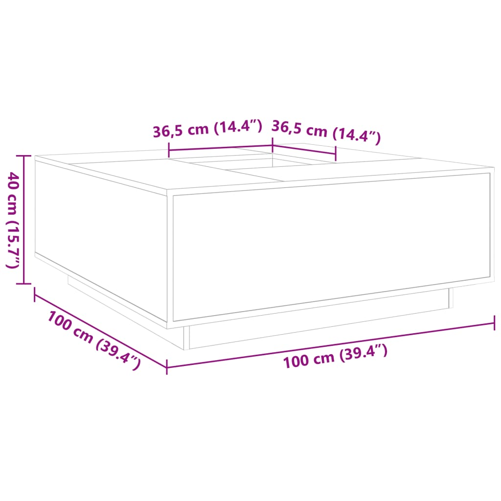 vidaXL Grey Sonoma Coffee Table - Modern, Versatile Living Room Furniture - 100x100x40 cm, Durable Engineered Wood - BEYRUN