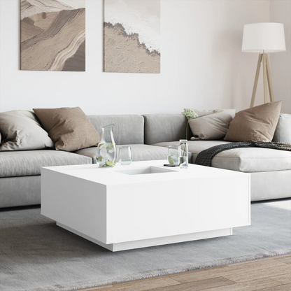 vidaXL White Coffee Table 100x100x40 cm | Modern Engineered Wood Furniture for Living Room & Bedroom - BEYRUN