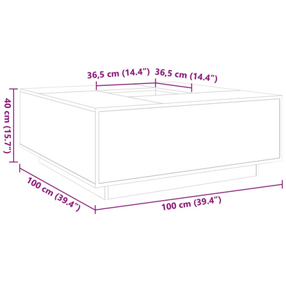 vidaXL White Coffee Table 100x100x40 cm | Modern Engineered Wood Furniture for Living Room & Bedroom - BEYRUN