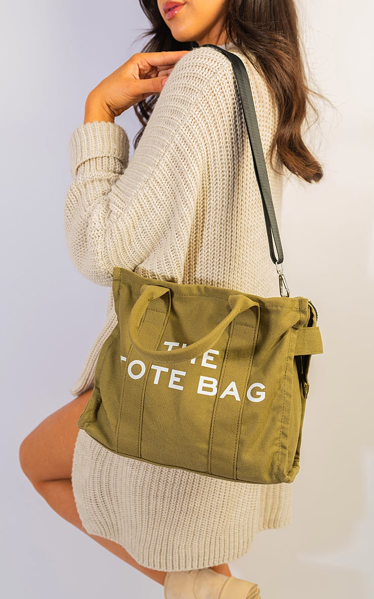 Leona Letter Pattern Canvas Shoulder Shopper Tote Bag | Stylish, Durable & Spacious - BEYRUN