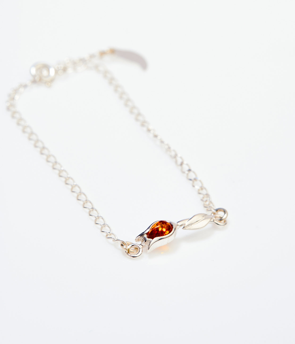 Tulip Amber Bracelet - Sterling Silver & Baltic Amber - Elegant Tulip Design Jewelry - BEYRUN