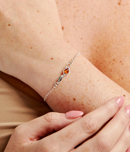 Tulip Amber Bracelet - Sterling Silver & Baltic Amber - Elegant Tulip Design Jewelry - BEYRUN