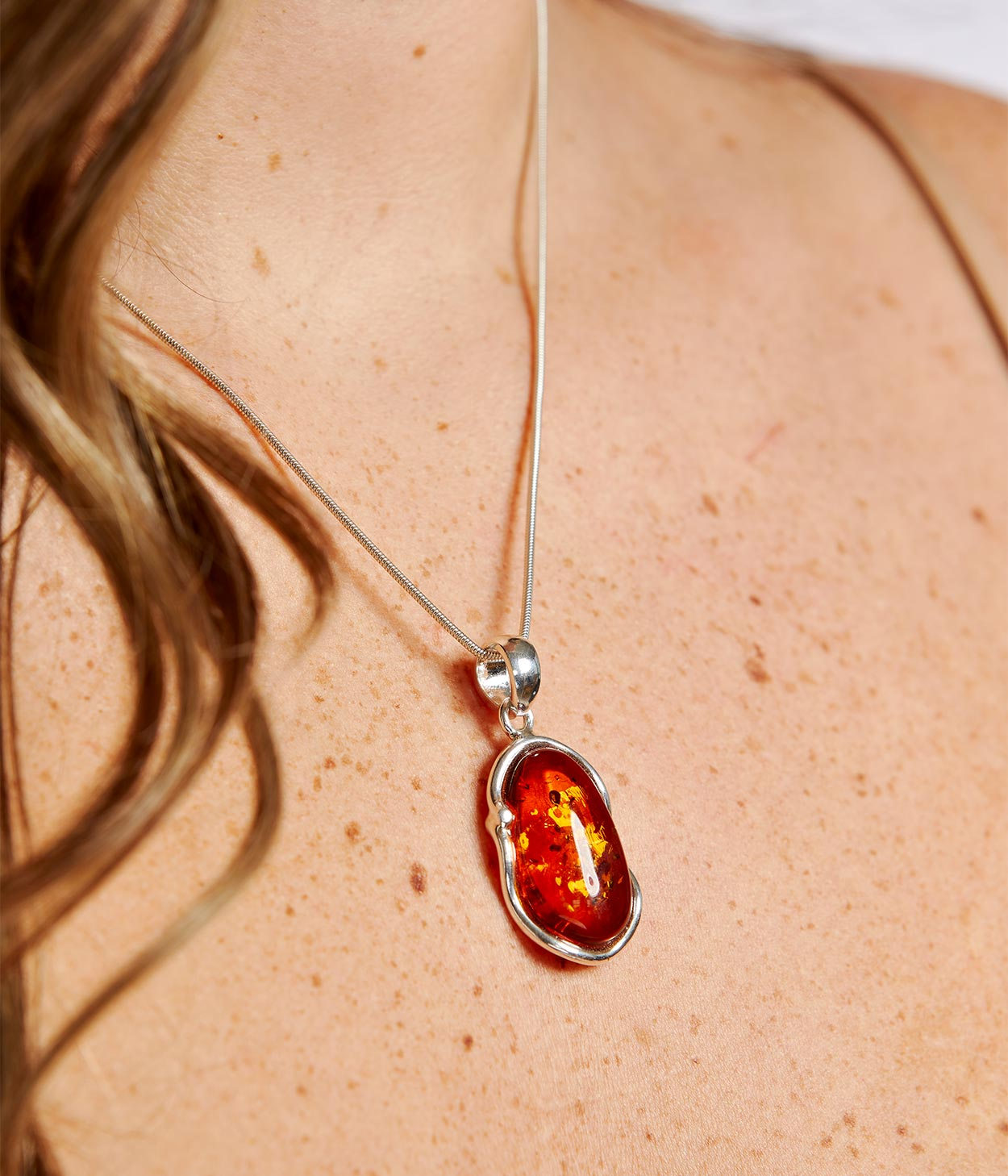 Amber Ripple Pendant Necklace