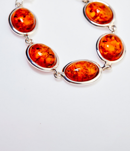 Amber Serenity Bracelet - Elegant Baltic Amber & Sterling Silver Jewelry - Horizon Collection - BEYRUN