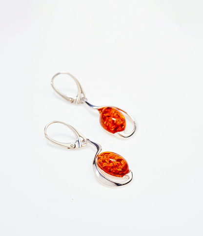 Amber Sunrise Earrings - Genuine Baltic Amber & Sterling Silver | Elegant Horizon Collection