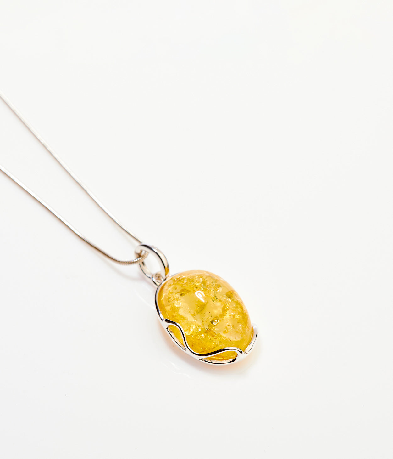 Citrus Tidal Pendant Necklace - Elegant Baltic Amber & Sterling Silver Jewelry - BEYRUN