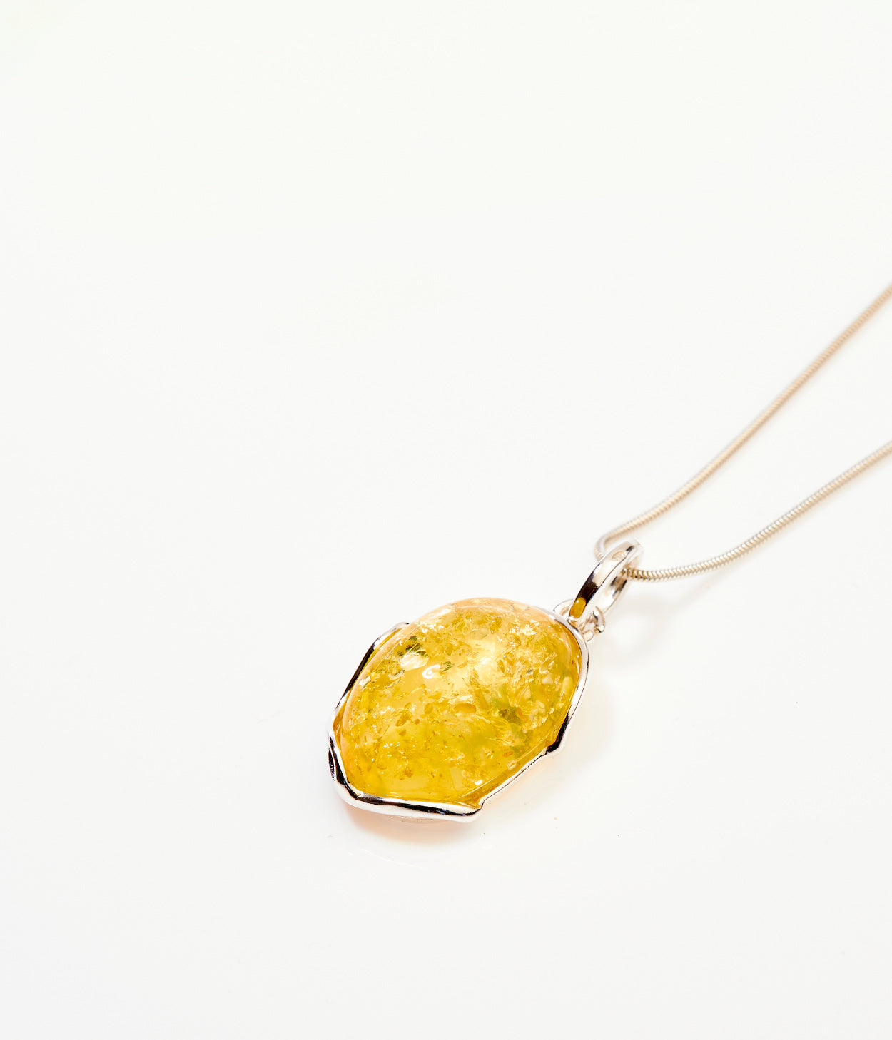 Citrus Tidal Pendant Necklace - Elegant Baltic Amber & Sterling Silver Jewelry - BEYRUN