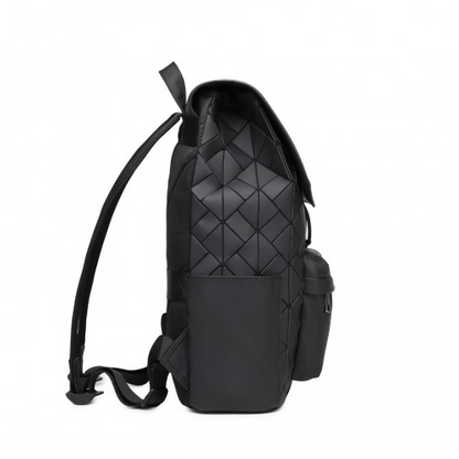 ET2417 - Kono Water-Resistant Urban Geometric Backpack With Laptop Compartment - Black - BEYRUN