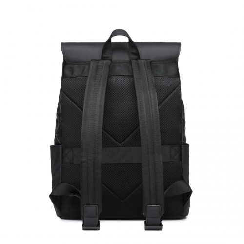 ET2417 - Kono Water-Resistant Urban Geometric Backpack With Laptop Compartment - Black - BEYRUN