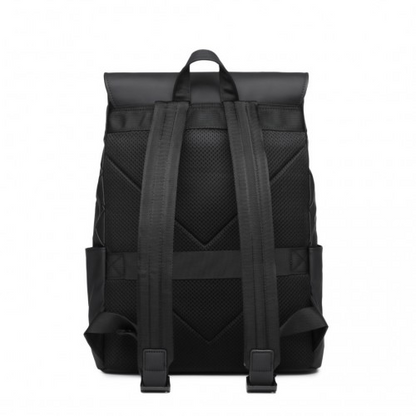 ET2417 - Kono Water-Resistant Urban Geometric Backpack With Laptop Compartment - Black - BEYRUN