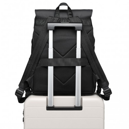 ET2417 - Kono Water-Resistant Urban Geometric Backpack With Laptop Compartment - Black - BEYRUN