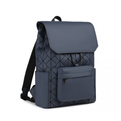 ET2417 - Kono Water-Resistant Urban Geometric Backpack With Laptop Compartment - Blue - BEYRUN