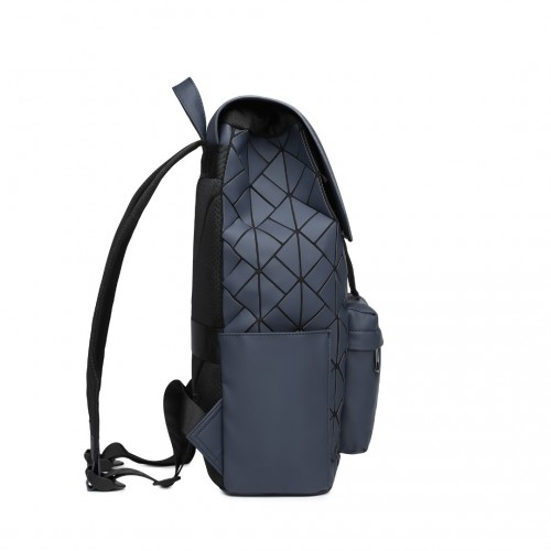 ET2417 - Kono Water-Resistant Urban Geometric Backpack With Laptop Compartment - Blue - BEYRUN