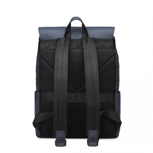 ET2417 - Kono Water-Resistant Urban Geometric Backpack With Laptop Compartment - Blue - BEYRUN