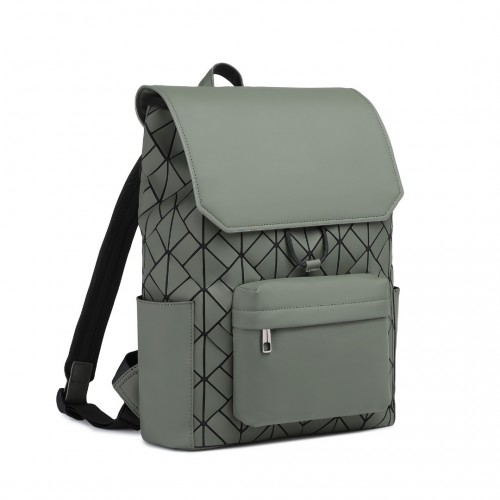 ET2417 - Kono Water-Resistant Urban Geometric Backpack With Laptop Compartment - Green - BEYRUN