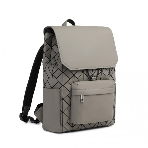 ET2417 - Kono Water-Resistant Urban Geometric Backpack With Laptop Compartment - Grey - BEYRUN