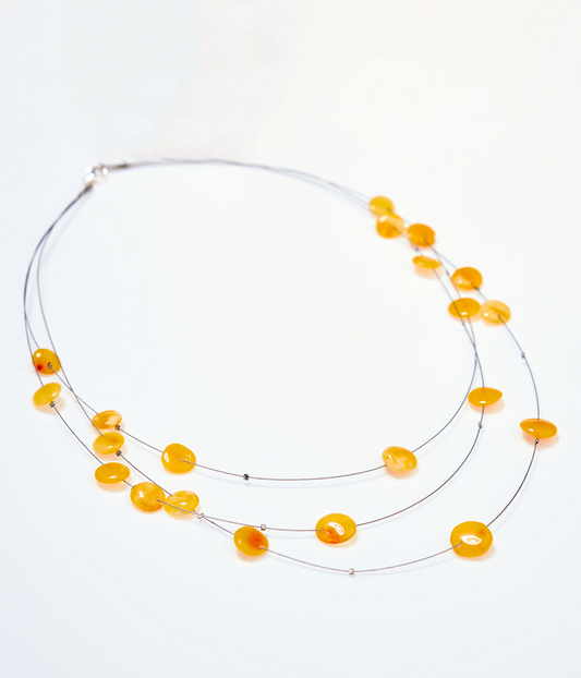 RAW Layered Butterscotch Amber Discs Necklace