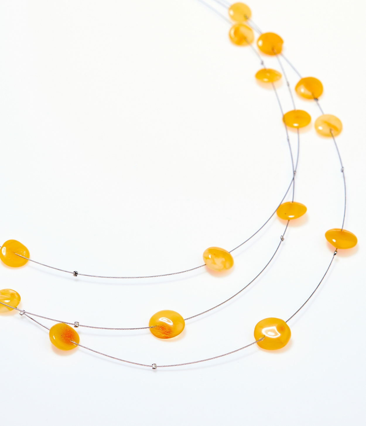 RAW Layered Butterscotch Amber Discs Necklace