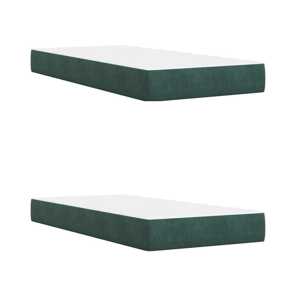 vidaXL Box Spring Bed with Mattress - Dark Green Velvet, 200x200 cm - BEYRUN