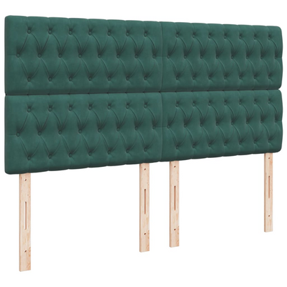 vidaXL Box Spring Bed with Mattress - Dark Green Velvet, 200x200 cm - BEYRUN