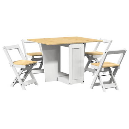 vidaXL 5 Piece Butterfly Dining Set - Foldable White Pinewood - Corona Collection | Stylish & Space-Saving - BEYRUN