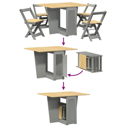 vidaXL 5 Piece Butterfly Dining Set - Foldable Grey Pinewood - Space-Saving & Versatile - BEYRUN