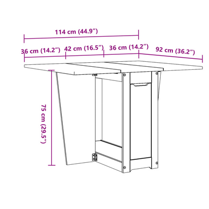 vidaXL Butterfly Dining Table - Foldable, Extendable, Solid Wood Pine in Corona Wax Brown Finish - BEYRUN