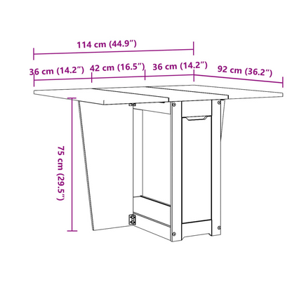 vidaXL Foldable Butterfly Dining Table - Corona Grey Solid Pine Wood - Extendable Space-Saving Design - BEYRUN