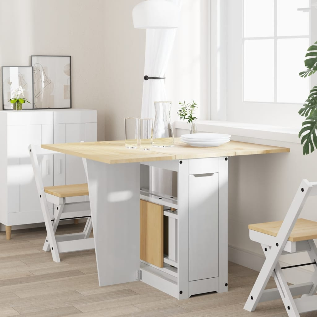 vidaXL Foldable Butterfly Dining Table - Solid Pine Wood, Corona White, Space-Saving, Extendable - BEYRUN