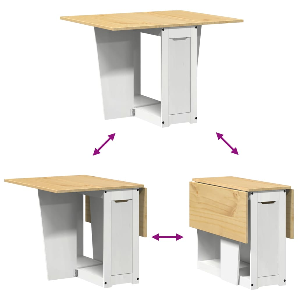 vidaXL Foldable Butterfly Dining Table - Solid Pine Wood, Corona White, Space-Saving, Extendable - BEYRUN