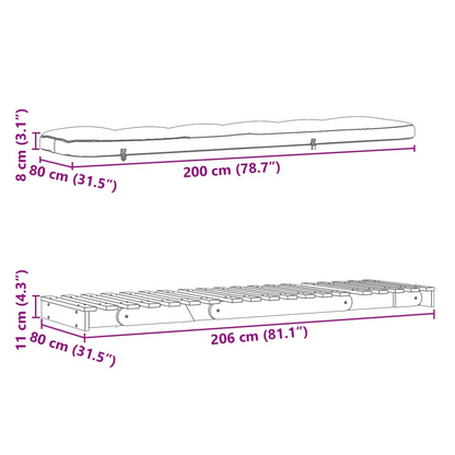 vidaXL Futon Sofa Bed with Foam Mattress 80x206x11 cm - Solid Douglas Wood, Adjustable & Multi-functional - BEYRUN