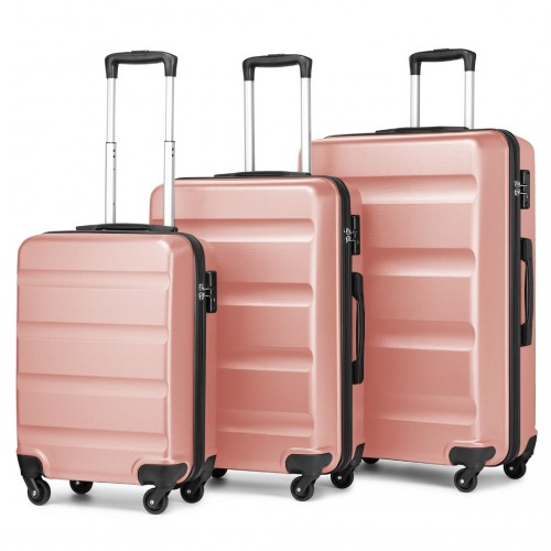 Kono 3-Piece Lightweight ABS Hardshell Suitcase Set with TSA Lock - 19, 24, 28 Inch - Nude - Durable & Stylish Travel Luggage - BEYRUN