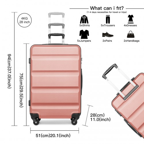 Kono 28'' Check-In Luggage - Sleek Nude ABS Hardshell Suitcase with TSA Lock - BEYRUN