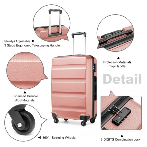 Kono 28'' Check-In Luggage - Sleek Nude ABS Hardshell Suitcase with TSA Lock - BEYRUN