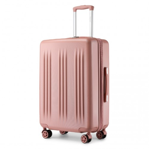 Kono 3 Piece Luggage Set - 20/24/28 Inch - Striped Expandable ABS+PC Suitcase with TSA Lock & Spinner Wheels - Nude - BEYRUN