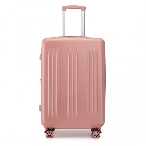 Kono 28" Sleek Striped Check-In Suitcase - Durable ABS+PC Luggage with Spinner Wheels & TSA Lock - Nude - BEYRUN